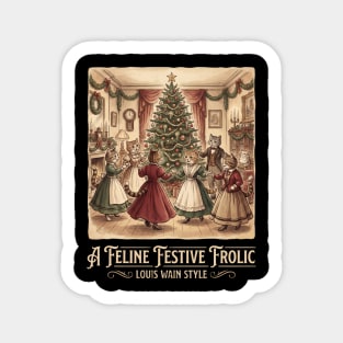 Louis Wain Christmas Party Dancing Cats Sticker